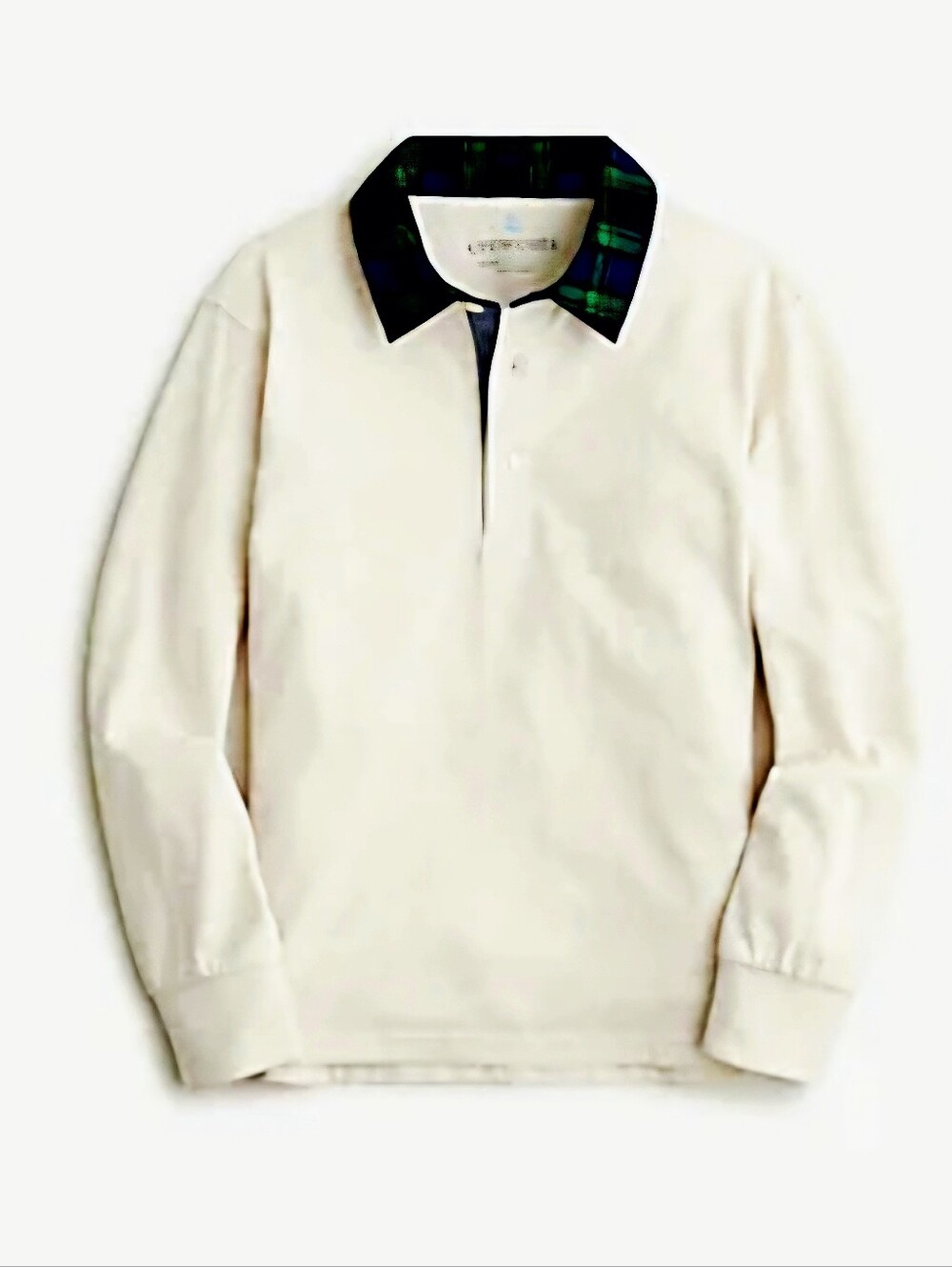 J. Crew Kids' Long-Sleeve Polo with Green & Navy Plaid Collar